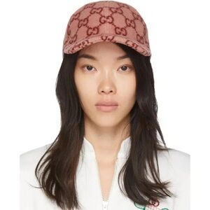 Gucci Pink GG Wool-Blend Baseball Cap Excellent Condition